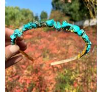 Double Row Crystal Headband, Metal Headbands, Hair Accessories with Natural Stones, Headband, Gemstone Hair Accessories, Headpiece for Women, Girls, Christmas, Teal