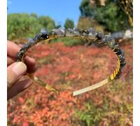 Double Row Crystal Headband, Metal Headbands, Hair Accessories with Natural Stones, Headband, Gemstone Hair Accessories, Headpiece for Women, Girls, Christmas, Grey