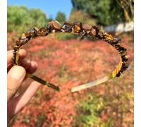 Double Row Crystal Headband, Metal Headbands, Hair Accessories with Natural Stones, Headband, Gemstone Hair Accessories, Headpiece for Women, Girls, Christmas, Brown