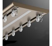Double Row Curtain Track Ceiling Mount, Aluminum Curtain Rail, Heavy Duty Sliding Curtains Rods, With Mute Rollers, Room Divider Track, For Bedroom, Window, Hotel(Champagne,2.9m/9.5ft)