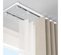 Double Row Curtain Track Ceiling Mounted,2m Silent Aluminum Heavy Duty Curtain Track System,Sliding Rails for Curtains,Living Room,Bedroom,Room Divider -40kg Load Capacity