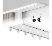 Double Row Curtain Track Rail - Heavy-Duty Aluminum Sliding Curtain Rod for Room Divider, Bay Window, 0.5-10m, 100kg Capacity, White, 3.2m