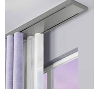 Double Row Curtain Track Silent Heavy Duty Drop Ceiling Window Curtain Rod for Living Room Bedroom Room Divider Ceiling Mount Curtains Rail Conjoined Double Track(Gray,3.7m(12.1ft))