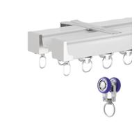 Double Row Curtain Track,Wall Mount Heavy Duty Curtain Rail,Aluminum Ceiling Curtain Track Set for Wall,Room Divider,RV(White,280cm)