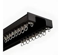 Double Row Curtain Tracks Ceiling Mounted, Silent Curtain Rail For Curtains, Drapes, Room Dividers, Ceiling Track With Runners For Privacy(Black,5.2FT/160CM)