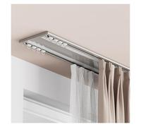Double Row Curtain Tracks Set With Mute Rollers, Silent Curtain Rail Double Track, Heavy-Duty Ceiling Mount Aluminum Alloy Track, For Room Divider, Bedroom(Champagne,3.2m)