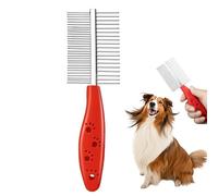 Double Row Dog Comb Stainless Steel Cat Grooming Brush, Detangling Tool for Removing Tangles and Knots, for Small Medium Large Dogs and Cats with Non Slip Handle