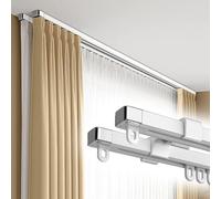Double Row Extendable Curtain Rails Flexible Silent Track for Balconies Room Dividers Ceiling Mount Easy Installation and Stylish Design