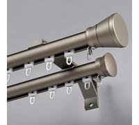 Double Row Heavy Duty Curtains Track 1 2 3 4 5 6m Roman Rod for Curtains Double Curtains Rod Wall Mounted Sliding Curtains Track System with Silent Rollers for Room Divider(Champagne,6m(19.7ft))