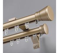 Double Row Heavy Duty Curtains Track 1 2 3 4 5 6m Roman Rod for Curtains Double Curtains Rod Wall Mounted Sliding Curtains Track System with Silent Rollers for Room Divider(Gold,3m(9.8ft))