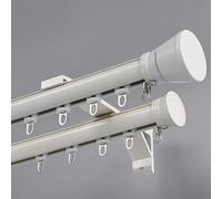 Double Row Heavy Duty Curtains Track 1 2 3 4 5 6m Roman Rod for Curtains Double Curtains Rod Wall Mounted Sliding Curtains Track System with Silent Rollers for Room Divider(White,2.2m(7.2ft))