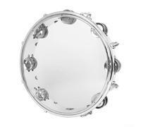 Double Row Jingle Percussion Tambourine 10 Inch Ideal for All Musical Settings and Performances (clear leather)