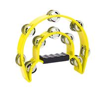 Double Row Jingles Tambourine Handheld Percussion Instrument, Plastic and Metal, Various Colors - Sound, Smooth Surface, Fun Music Practice for Kids and Adults (Yellow)