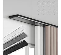 Double Row kSilent Aluminum Alloy Curt Rods for Living Room Bedroom Room DividerBlack 5.4m (17.7ft) Smooth Operation & Design