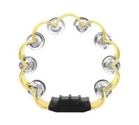 Double Row Tamborine Anti-slip Handle Tambourine for Kids Portable for Song Recording, Music Enlightenment Metal Jingles Hand Drum(Golden)