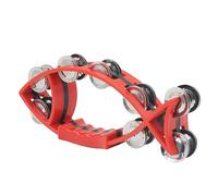Double Row Tamborine Fish Shape Tambourines for Adults Held Percussion, for Music Teaching, Music Lessons Metal Jingles Hand Drum(Red)