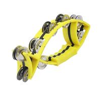 Double Row Tamborine Fish Shape Tambourines for Adults Held Percussion, for Music Teaching, Music Lessons Metal Jingles Hand Drum(Yellow)