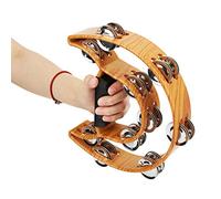 Double Row Tambourine, Half Moon Musical Tambourine 20 Metal Jingles Hand Held Percussion Drum Half Moon Tambourine with Ergonomic Handle Grip for Kids Adults KTV Party