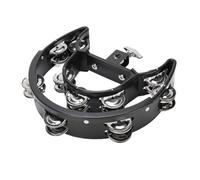 Double Row Tambourine | Half Moon Shape with Ergonomic Finger Grip | Hand Held Percussion for Parties/Sing - Along/Live Music | Large Jingles, ABS Frame