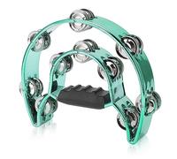 Double Row Tambourine Tambourine Music Percussion Instrument Bell Hand Held Percussion Half Moon Musical Instrument (Green)