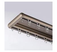 Double Rows Curtain Tracks, Ceiling Mounted Rod, Heavy-Duty Curtains Rails, Aluminum Track Set For Drapes, Silent Rails With Mute Rollers, For Drapes Bedroom(Brown,3.3m)