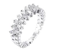 Double Rows Diamond Ring Geometric Full Diamond Ring Silver Gold Rhinestone Ring for Women Size 6 9 Ring for Little Girls (Silver, 9)