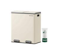 Double Rubbish Bin, Cream