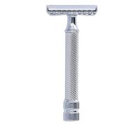 Double Safety Trimmer Washable Zinc Alloy Manual Clipper Handle for Home Salon Men Use Silver