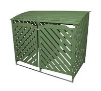 Double Wheelie Bin Storage Wooden Cover Garden Rubbish Dustbin Shed Green -