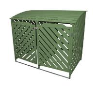 Double Wheelie Bin Storage Wooden Cover Garden Rubbish Dustbin Shed Green -
