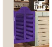 Double Saloon Swinging Doors,30/32/36" Wide,Cafe Doors Auto Close,Louvered Half Waist Fence Door,with Hinges and Hardware,Premium Pine Wood,Horizontal Stripe Wave Top(Purple,W90xH100cm)