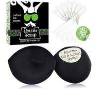 Double Scoop® Push Up Bra Inserts w/Bonus Sticky Tape Strips, Instant Breast Implants, Replacement Bra Pads, A/B, C, D, DD+, Black, DD