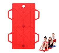 Double Scooter Board with Handles, Plastic Floor Scooter Board with Rollers, Sitting Scooters for Indoor and Outdoor Use, Suitable for Children, Teenagers, Gym and School Supplies(Red)