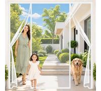 Double Screen Doors 200x235cm Quick and Easy Peel-and-Stick Setup in just Minutes for Traditional and Modern Double-Leaf Door Frames White