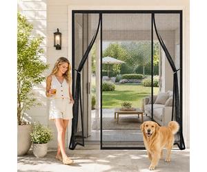Double Screen Doors Black 350x230cm Effective Protection While Allowing Excellent Airflow Throughout the Room for Elegant Transitions Between Indoor Rooms and Outdoor terraces