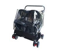 Double Seat Dog Stroller for Medium Small Dogs Premium Two-Seater Pet Strollers for Dogs Cats and More, Lightweight Pet Carrier Folding Dog Travel Prams Pushchairs(Black with Rain Cover)