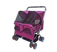 Double Seat Dog Stroller for Medium Small Dogs Premium Two-Seater Pet Strollers for Dogs Cats and More, Lightweight Pet Carrier Folding Dog Travel Prams Pushchairs(Rose Red)