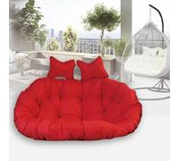 Double Seat Hanging Egg Chair Cushion Thick 6inch Round Replacement Pillow for 2-Person Hammock Swing Washable with Zipper Outdoor Patio Decor (Red)