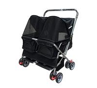 Double Seat Pet Dog Pram Stroller for Medium Small Dogs, Premium Two-Seater Pet Strollers for Dogs Cats and More, Pet Travel Carrier Folding Dog Prams Pushchairs(Nero)