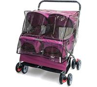 Double Seat Pet Stroller for Small Dogs - Easy Folding, Black with Rain Cover, Perfect for Moms on the Go, Lightweight & Design
