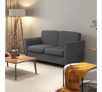 Double Seat Sofa Loveseat Couch 2 Seater Linen Armchair w/ Wood Legs HOMCOM Dark Grey One Size