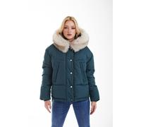 Double Second Dip Back Oversized Puffer Jacket In Teal Teal 8