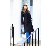 Double Second Double Breasted Shawl Collar Coat In Black Black