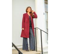 Double Second Double Breasted Shawl Collar Coat In Burgundy Burgundy