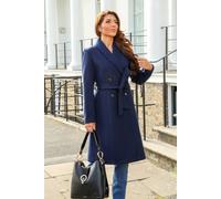 Double Second Double Breasted Shawl Collar Coat In Navy Navy 16