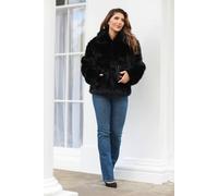 Double Second Faux Soft Fur Jacket In Black Black 18