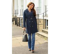 Double Second Fitted Trench Coat In Navy Navy