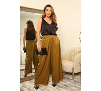 Double Second Lux Wide Leg Trousers In Olive Olive