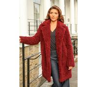 Double Second Luxury Teddy Bear Fur Coat In Burgundy Burgundy