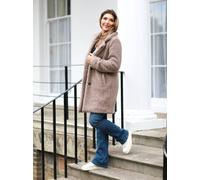 Double Second Taupe Teddy Fur Coat In Beige Beige 18